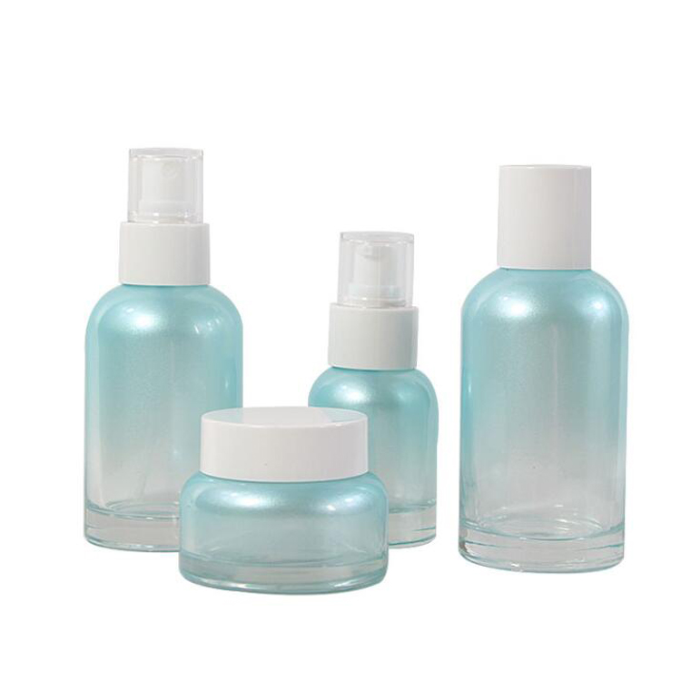 Fuyun Empty Perfume Bottles Bulk 40ml 100ml 120ml Blue Spray Glass Bottle with Pump
