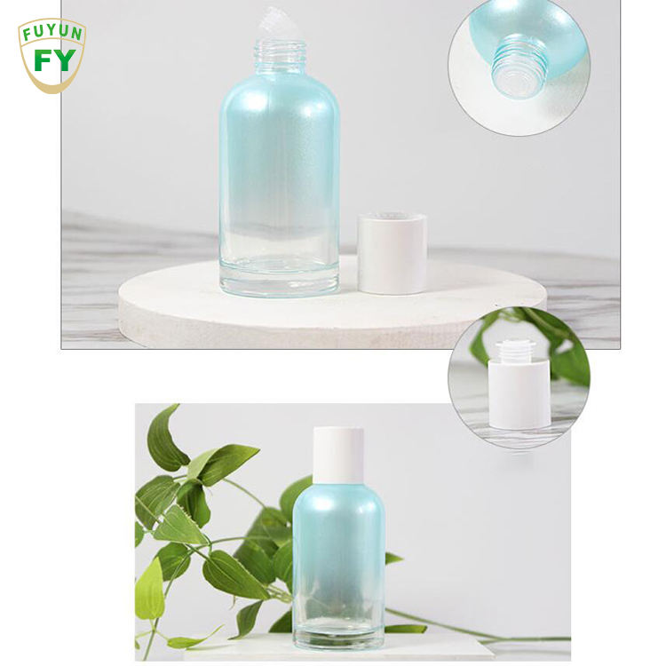Fuyun Empty Perfume Bottles Bulk 40ml 100ml 120ml Blue Spray Glass Bottle with Pump