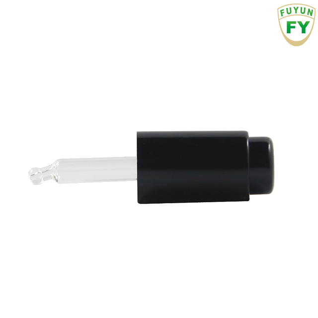 Fuyun Fast Shipping Cosmetic Packaging 15ml Slant Shoulder Shiny Black Glass Press Pump Dropper Bottle for Essential Oil