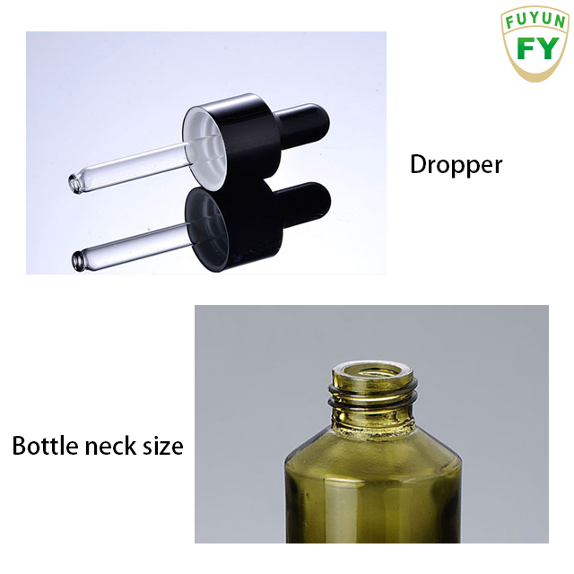Fuyun Fast Shipping Facial Serum Bottle Thick Bottom Green Essential Oil Green Frosted Glass Dropper Bottles 30ml