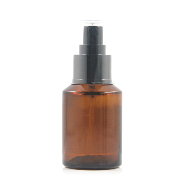 Fuyun Fast shipping Cosmetic Cylinder Amber 60ml Pump Lotion Glass Bottle With Cap