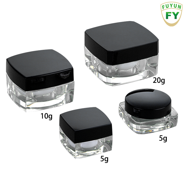 Fuyun Fast shipping high quality 5g 10g 15g 20g clear square cosmetic facial cream acrylic jar