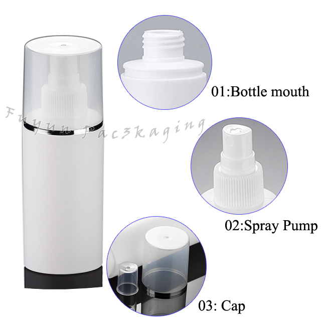Fuyun Fast shipping wholesale plastic HDPE 120ml white cylinder spray pump bottle