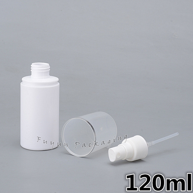 Fuyun Fast shipping wholesale plastic HDPE 120ml white cylinder spray pump bottle