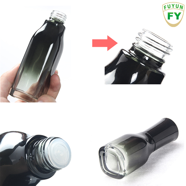 Fuyun Free Sample Square Glass Lotion Skin Care Cream Jar Fancy Design Body Lotion Glass Bottle with Plastic Lotion Pump