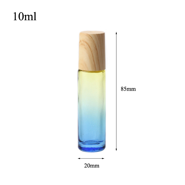 Fuyun Have Stock 10ml Roller Ball Glass Bottle Empty Blue Glass Essential Oil Roll-on Bottles with Wood Cap