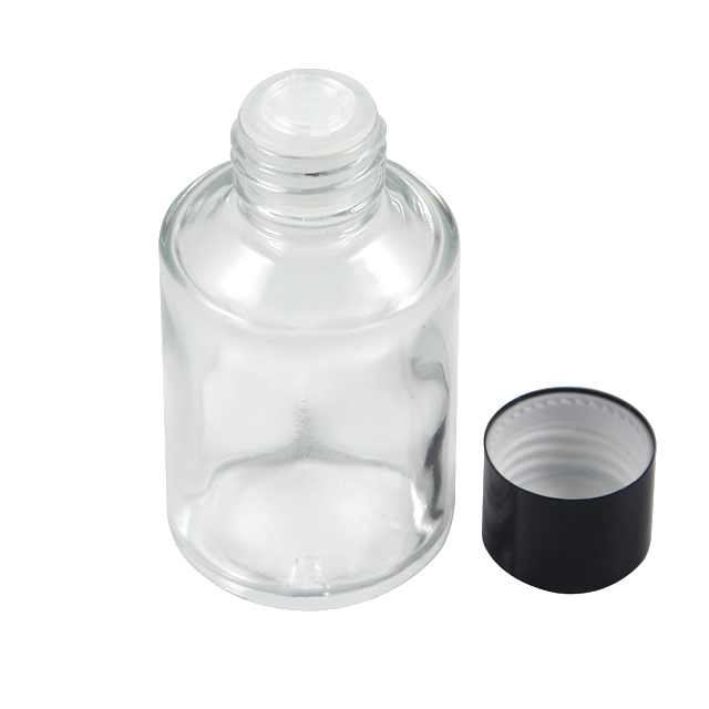 Fuyun In stock 15ml/30ml/60ml/125ml/200ml clear perfume glass bottle with black screw cap