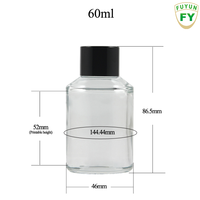 Fuyun In stock 15ml/30ml/60ml/125ml/200ml clear perfume glass bottle with black screw cap
