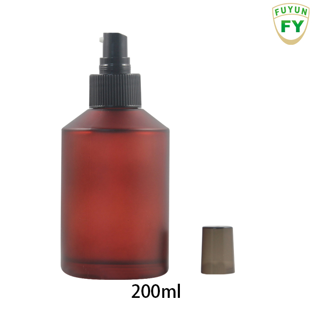Fuyun In stock 200ml Empty Color Glass Cosmetic Lotion Serum Skincare Pump Bottle