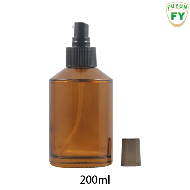 Fuyun In stock 200ml Empty Color Glass Cosmetic Lotion Serum Skincare Pump Bottle