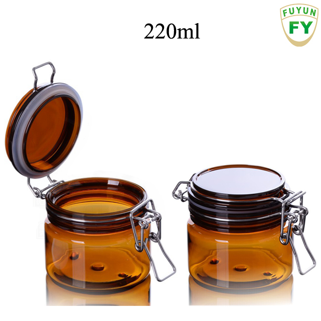 Fuyun In stock 220ml clear amber food honey rubber seal plastic storage jars