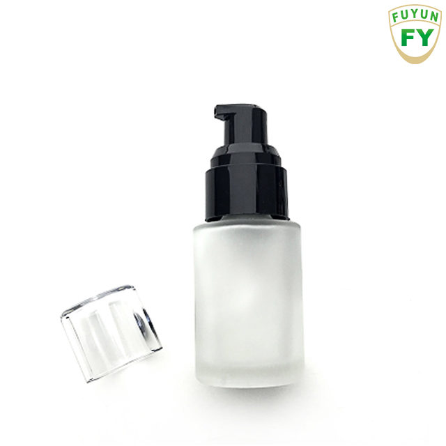 Fuyun In stock 30ml wholesale green glass lotion pump bottle
