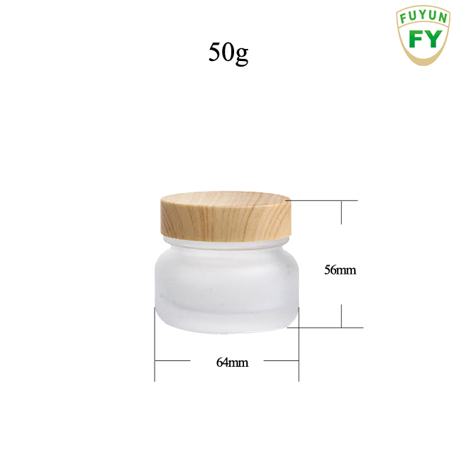 Fuyun In stock 50g bamboo cosmetic glass cream jar with cap for skin care