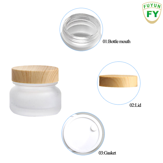 Fuyun In stock 50g bamboo cosmetic glass cream jar with cap for skin care