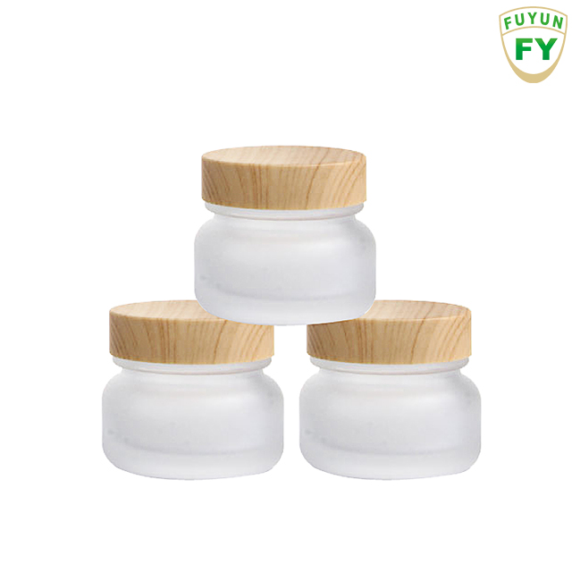 Fuyun In stock 50g bamboo cosmetic glass cream jar with cap for skin care