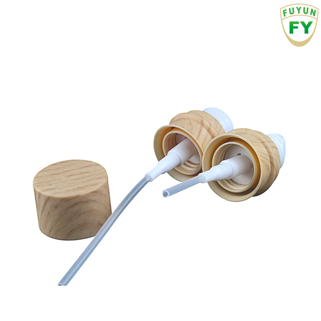 Fuyun In stock 50ml bamboo cap packaging frosted glass pump bottle