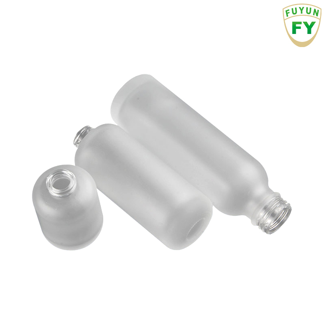 Fuyun In stock 50ml bamboo cap packaging frosted glass pump bottle