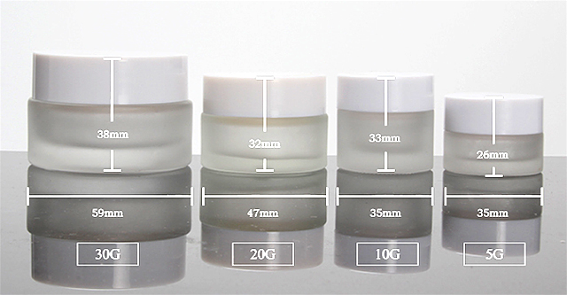 Fuyun In stock 5g/10g/20g/30g cosmetic packaging frosted glass jar with white color cap