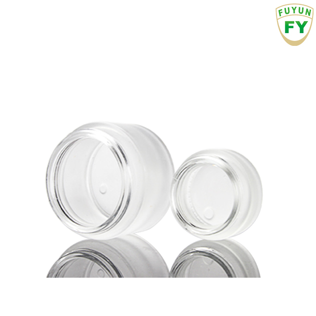 Fuyun In stock 5g/10g/20g/30g cosmetic packaging frosted glass jar with white color cap