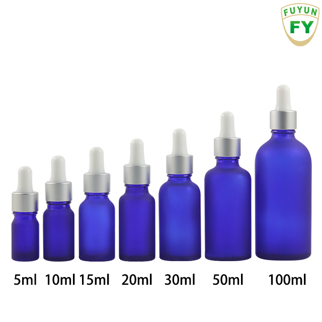 Fuyun In stock 5ml/10ml/15ml/20ml/30ml/50ml/100ml cosmetic packaging frosted purple glass dropper bottles