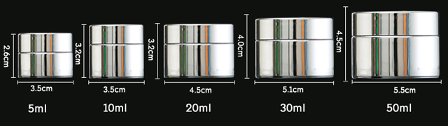 Fuyun In stock 5ml / 10ml / 20ml / 30ml / 50ml popular fancy design variety of sized shiny silver color glass jar