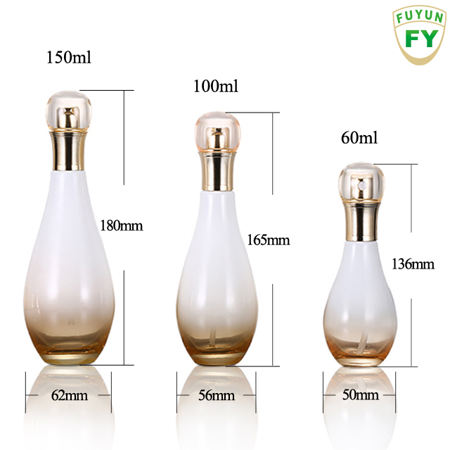 Fuyun In stock 60ml/100ml/150ml big capacity beauty design luxury lotion pump glass bottle
