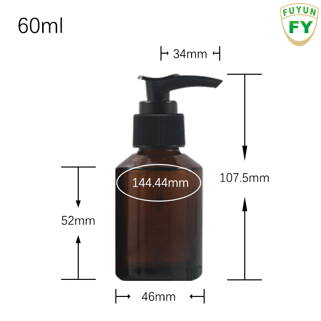 Fuyun In stock 60ml clear/amber/whiite color pressure pump glass bottle
