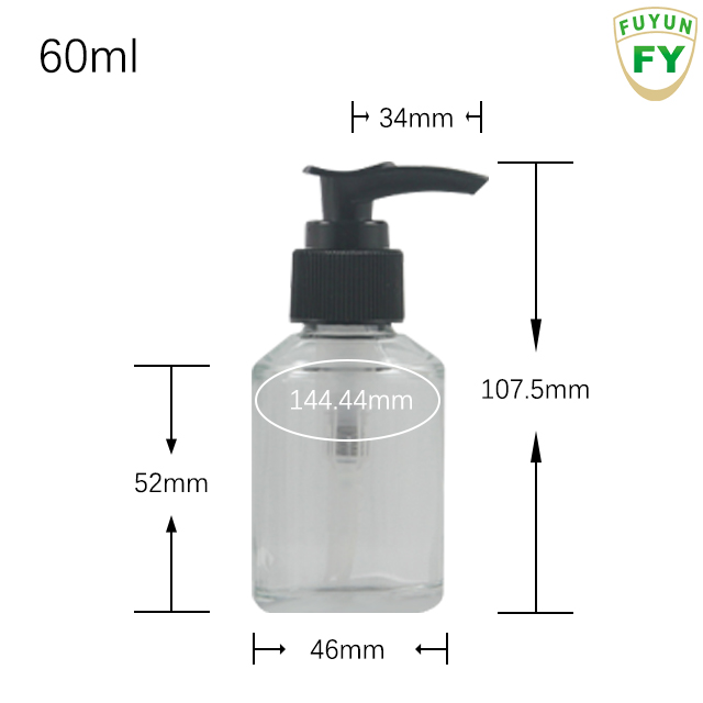 Fuyun In stock 60ml clear/amber/whiite color pressure pump glass bottle
