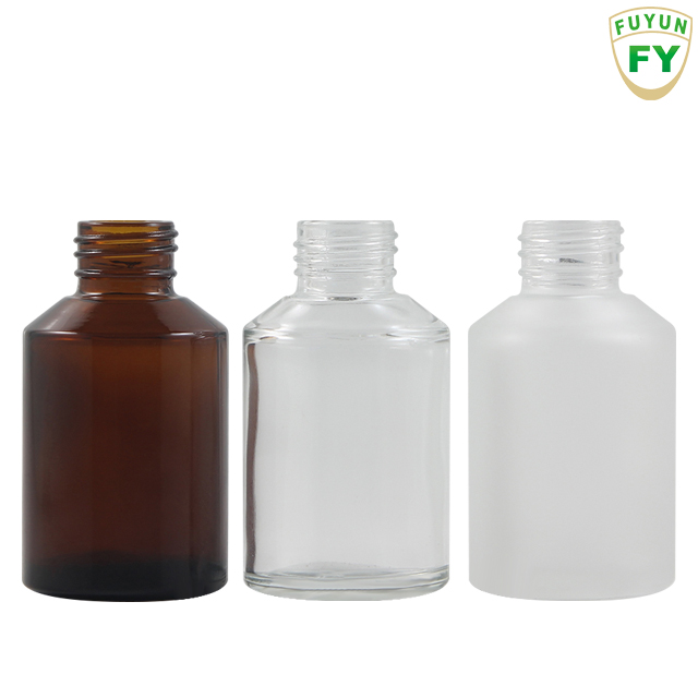 Fuyun In stock 60ml clear/amber/whiite color pressure pump glass bottle