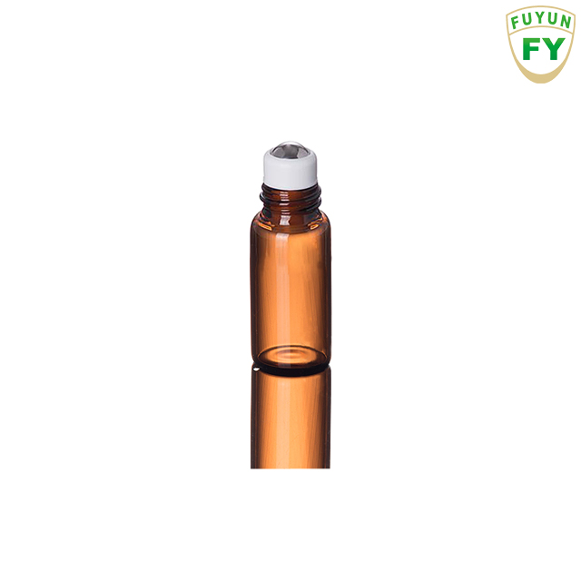 Fuyun In stock Brown 3ML Mini Glass Essential Oil Stainless Steel Roller Balls Bottle