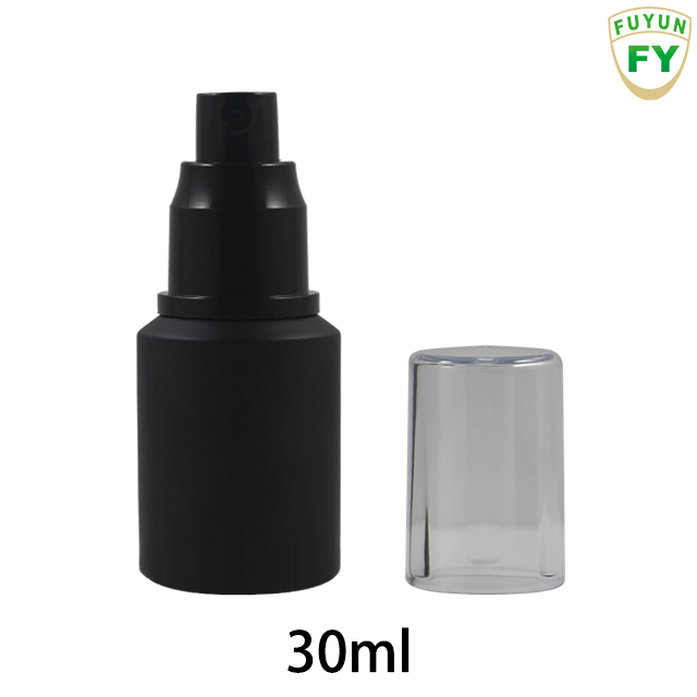 Fuyun In stock cosmetic 30ml cylinder container cream lotion black frosted glass bottle