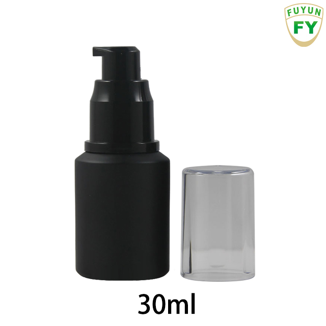 Fuyun In stock cosmetic 30ml cylinder container cream lotion black frosted glass bottle