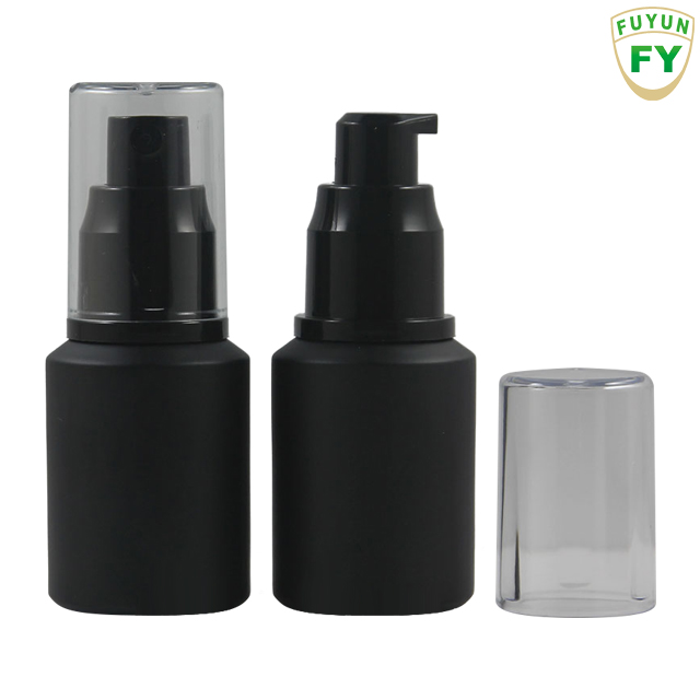 Fuyun In stock cosmetic 30ml cylinder container cream lotion black frosted glass bottle