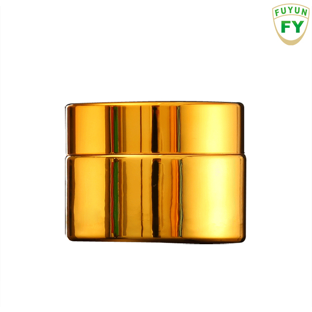 Fuyun In stock newly design luxury variety of sized shiny gold color glass jar