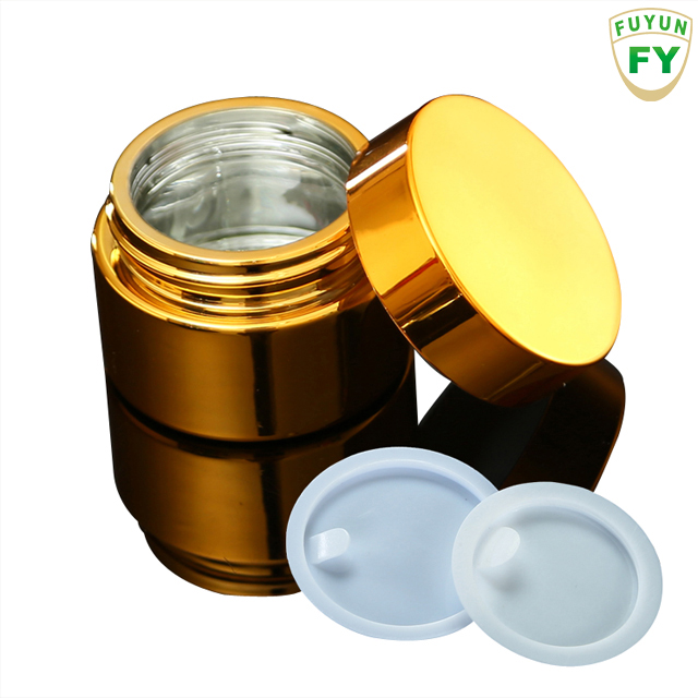 Fuyun In stock newly design luxury variety of sized shiny gold color glass jar