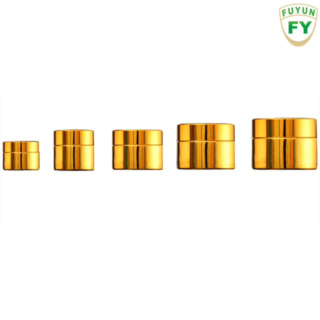 Fuyun In stock newly design luxury variety of sized shiny gold color glass jar