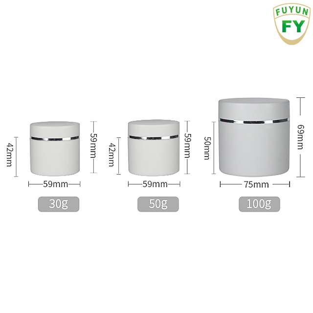 Fuyun In stock straight round white plastic pp double walled 30g/50g/100g skin care cream jar