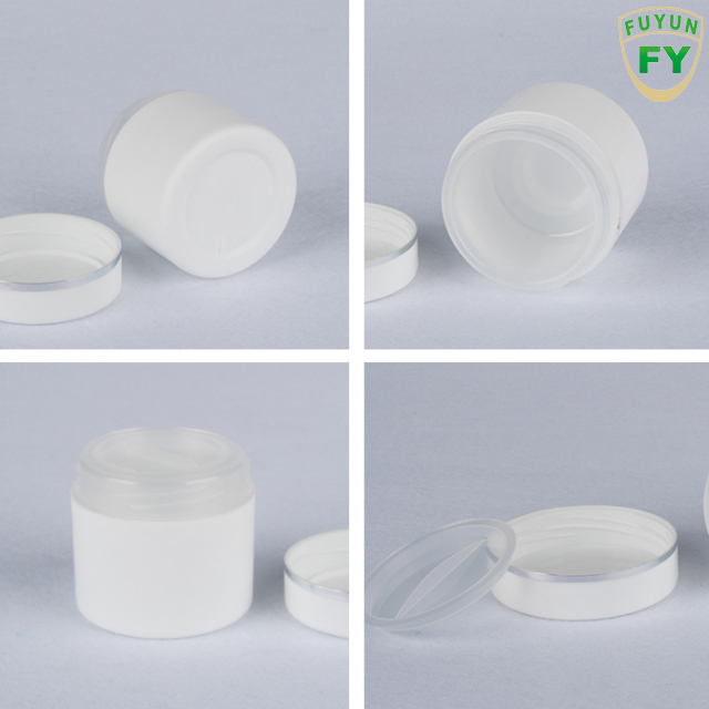 Fuyun In stock straight round white plastic pp double walled 30g/50g/100g skin care cream jar