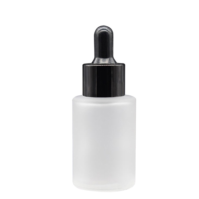 Fuyun Low MOQ Classic 30ml Matte Glass Essential Oil Bottle Custom Silk Printing E Liquid Cosmetic Frosted Glass Dropper Bottle