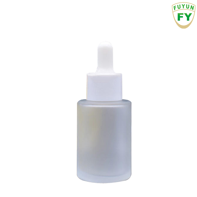 Fuyun Low MOQ Classic 30ml Matte Glass Essential Oil Bottle Custom Silk Printing E Liquid Cosmetic Frosted Glass Dropper Bottle