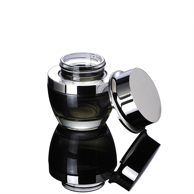Fuyun Low Moq 50g Black Empty Glass Cream Packaging Bottle Glass Cosmetic Cream Jar