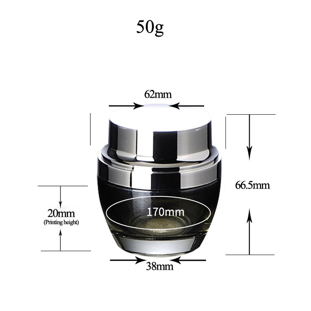 Fuyun Low Moq 50g Black Empty Glass Cream Packaging Bottle Glass Cosmetic Cream Jar