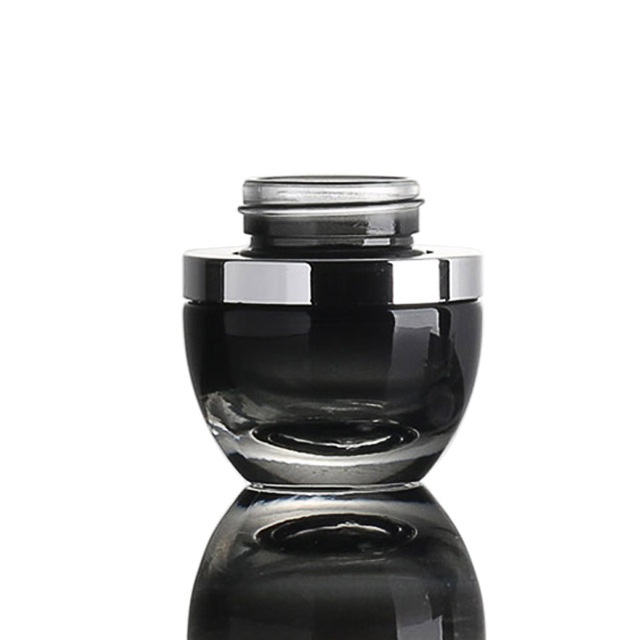Fuyun Low Moq 50g Black Empty Glass Cream Packaging Bottle Glass Cosmetic Cream Jar