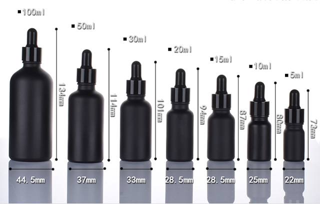 Fuyun Low Moq Liquid Matte Black Glass Essential Oil Dropper Bottle