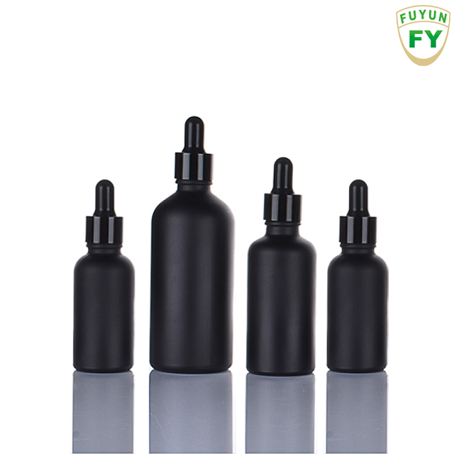 Fuyun Low Moq Liquid Matte Black Glass Essential Oil Dropper Bottle