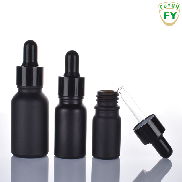 Fuyun Low Moq Liquid Matte Black Glass Essential Oil Dropper Bottle
