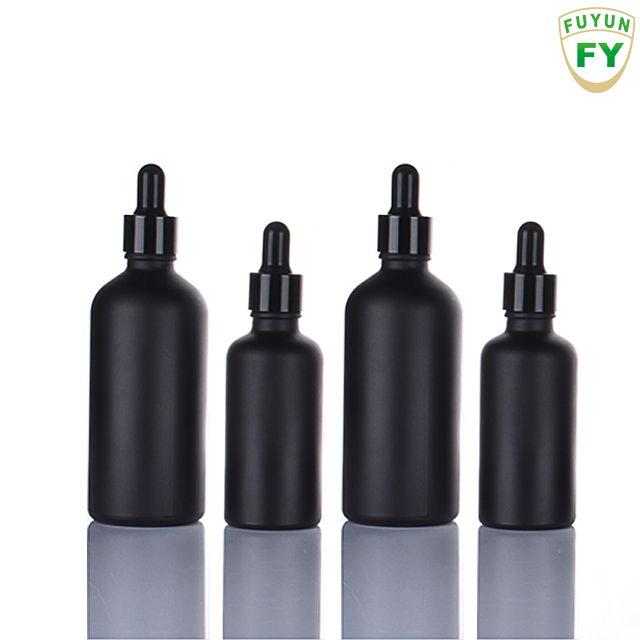 Fuyun Low Moq Liquid Matte Black Glass Essential Oil Dropper Bottle