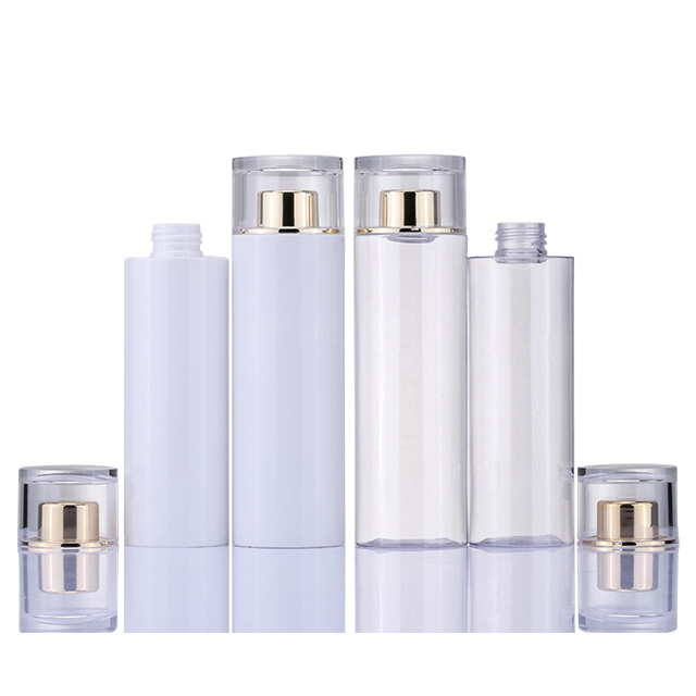 Fuyun Luxury Plastic Cylinder Acrylic Lotion Bottle Facial Toner Bottle Black Empty Facial Cleanser Makeup Remover Bottle