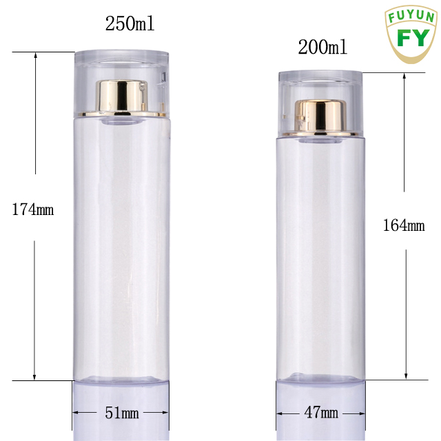 Fuyun Luxury Plastic Cylinder Acrylic Lotion Bottle Facial Toner Bottle Black Empty Facial Cleanser Makeup Remover Bottle
