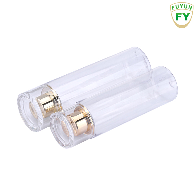 Fuyun Luxury Plastic Cylinder Acrylic Lotion Bottle Facial Toner Bottle Black Empty Facial Cleanser Makeup Remover Bottle